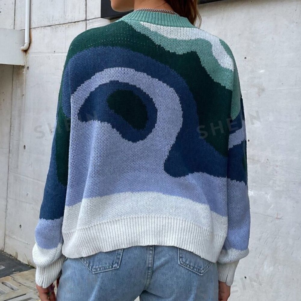 NWOT Color Block Drop Shoulder Sweater - Picture 3 of 9